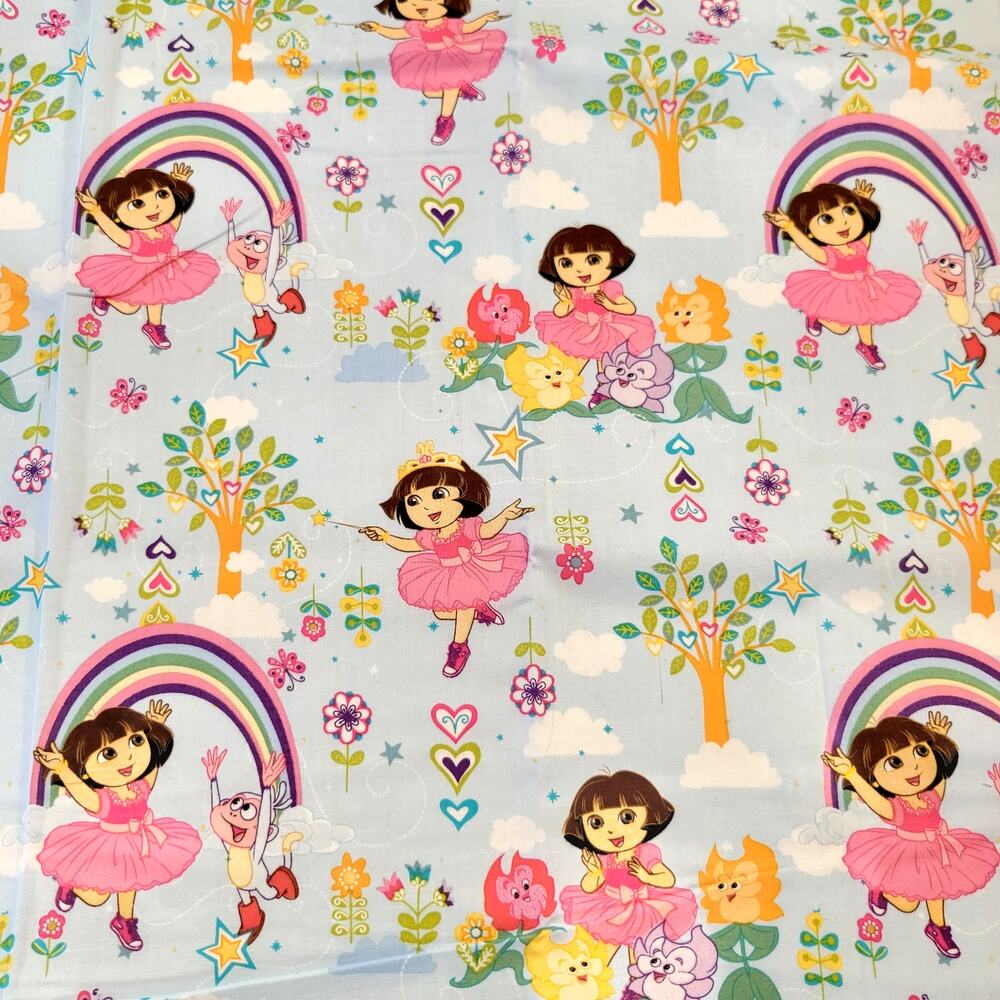 Cotton Fabric Dora Dancing With Rainbow N Trees 2011 Springs Creative 43” x 44”